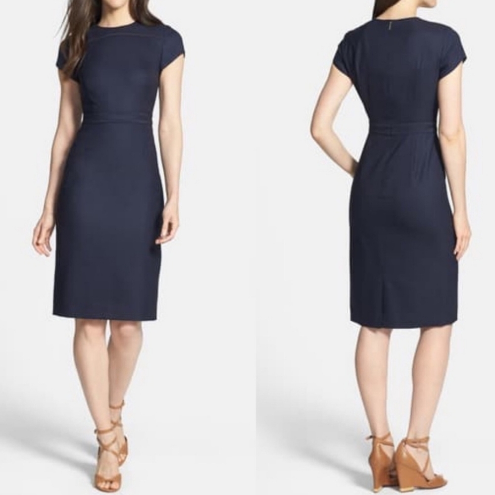 Tory Burch Navy Sheath Midi Dress